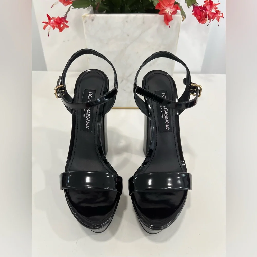 Dolce & Gabbana Polished calfskin platform sandals